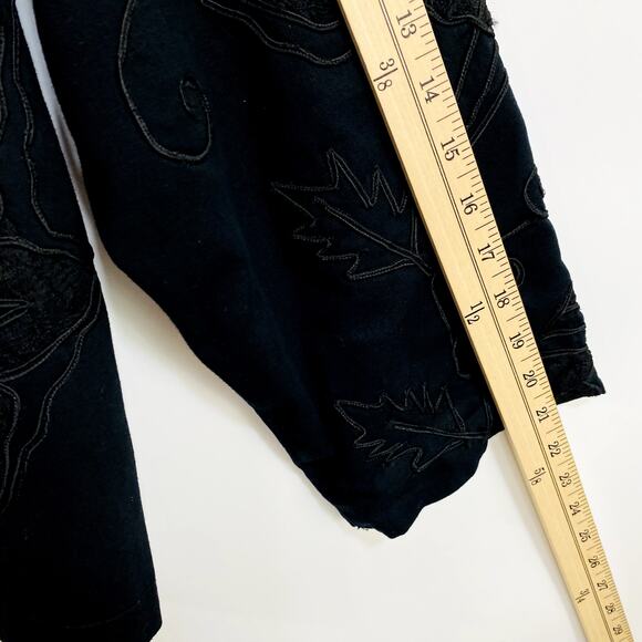 New Direction Blouse Women's XL Black Y2K Embroidered Ribbon Button Front Top - Picture 8 of 10